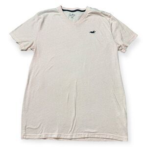 HOLLISTER Men’s Pink Short Sleeve V-Neck Logo T-Shirt Size Medium